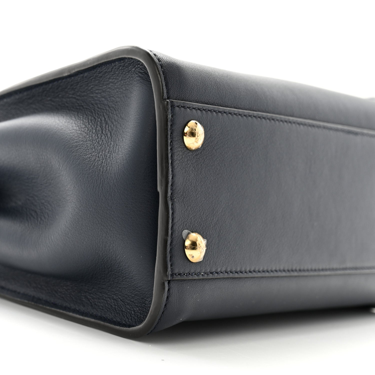 Fendi Vitello Seta Suede FF Mini Peekaboo Iconic Satchel Midnight Miel 9 of 14