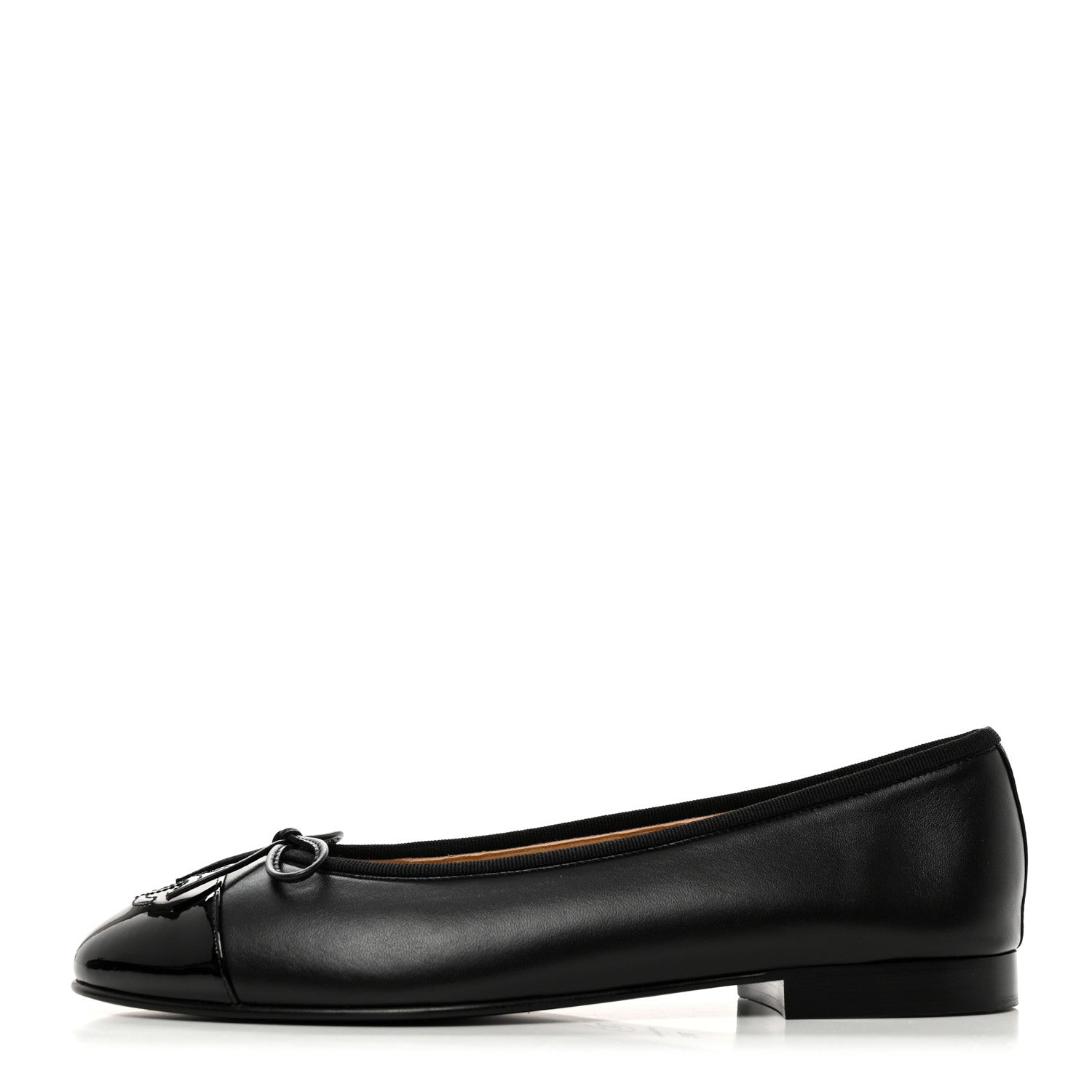 Chanel Lambskin Patent CC Cap Toe Ballerina Flats 39 Black 1 of 9