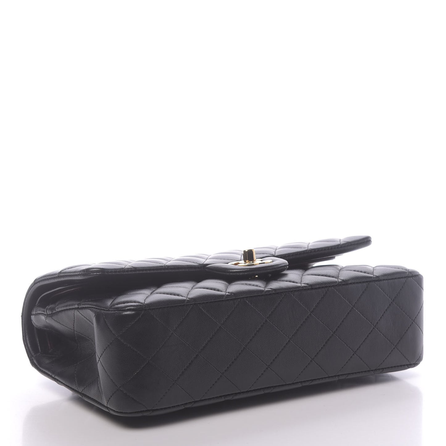 Lambskin Quilted Medium Double Flap Black