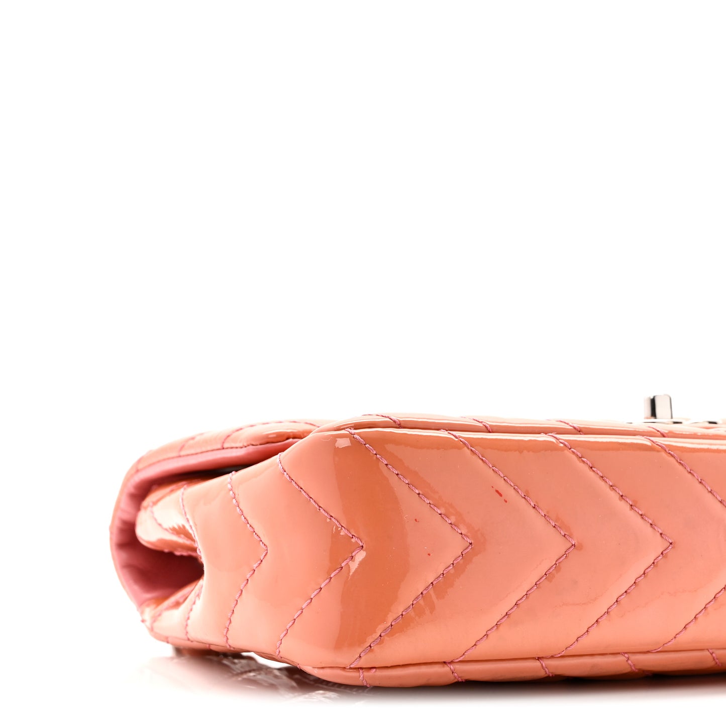 Patent Chevron Quilted Medium Single Flap Pink