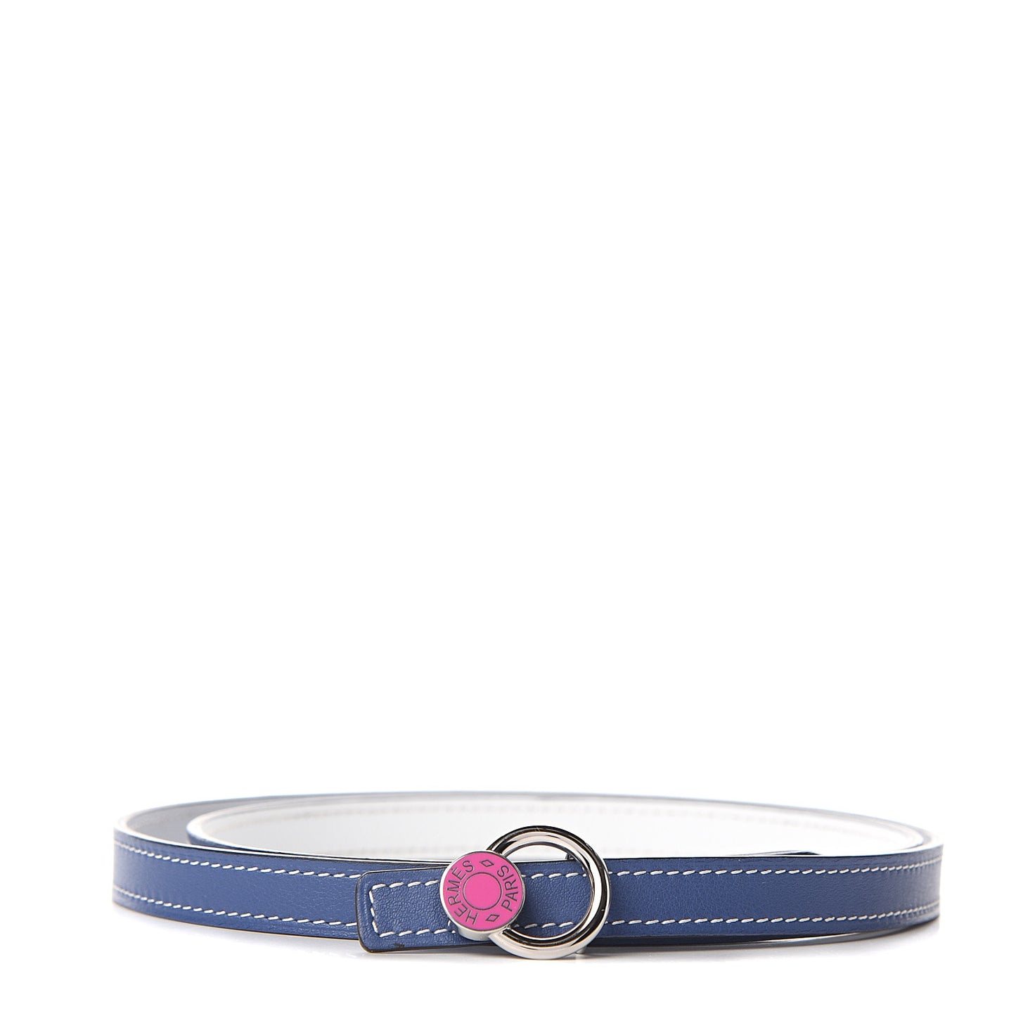 Swift Epsom 13mm Mini Laquee Reversible Belt 85 Bleu Brighton White