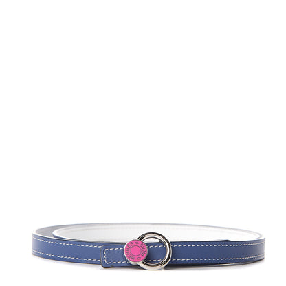 Hermes Swift Epsom 13mm Mini Laquee Reversible Belt 85 Bleu Brighton White 1 of 6