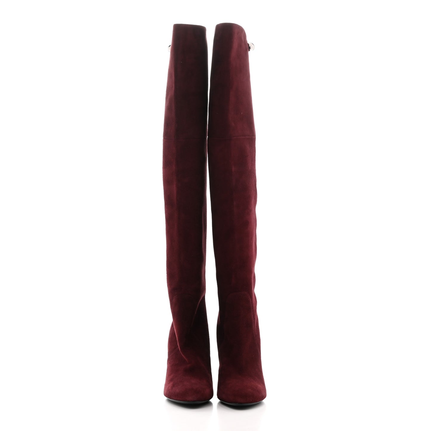 Suede Knee High Boots 39 Burgundy
