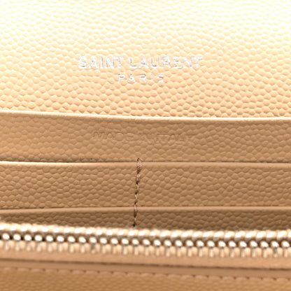 Saint Laurent Grain De Poudre Matelasse Chevron Monogram Chain Wallet Nude Powder 7 of 10