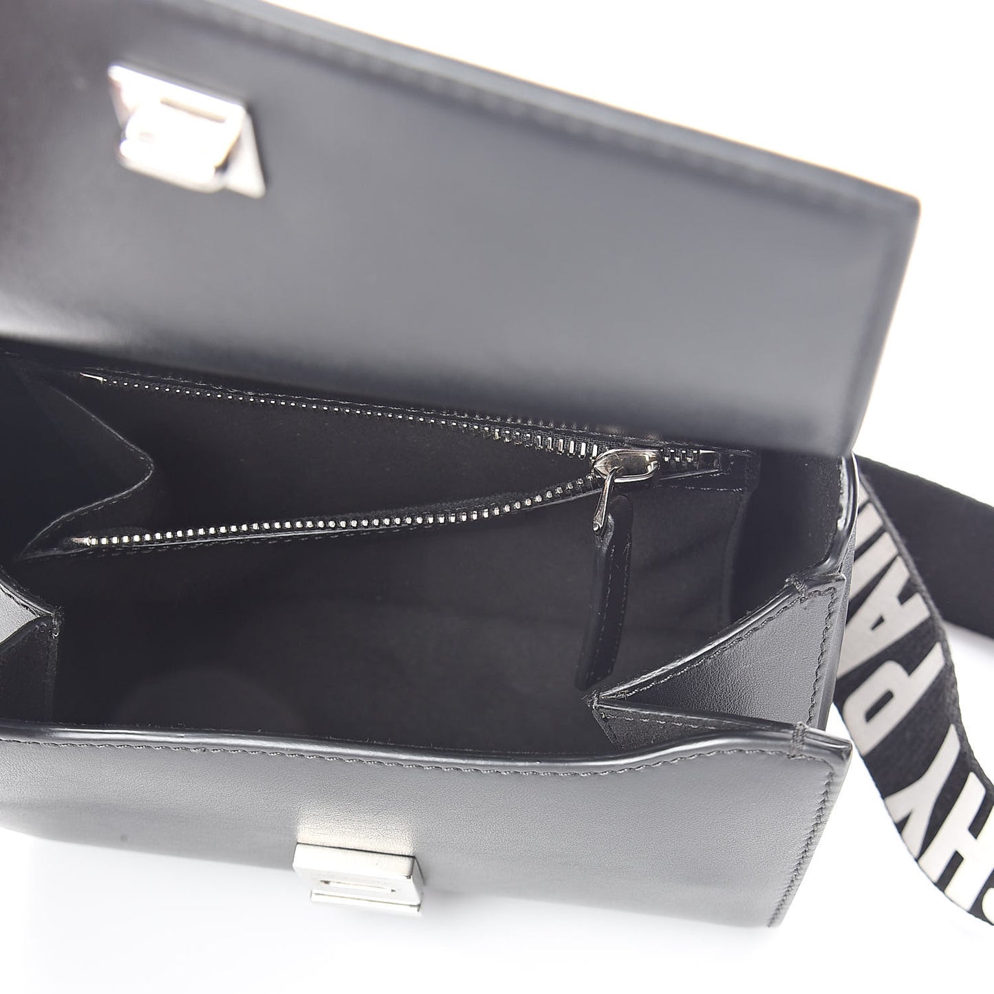 Calfskin Mini Pandora Box Logo Strap Crossbody Bag Black