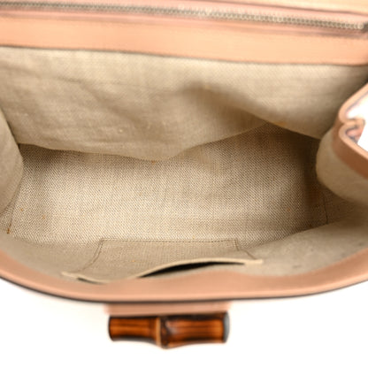 Gucci Shangai Calfskin Blooms Print Small Bamboo Daily Top Handle Bag Pink Apricot Multicolor 5 of 10