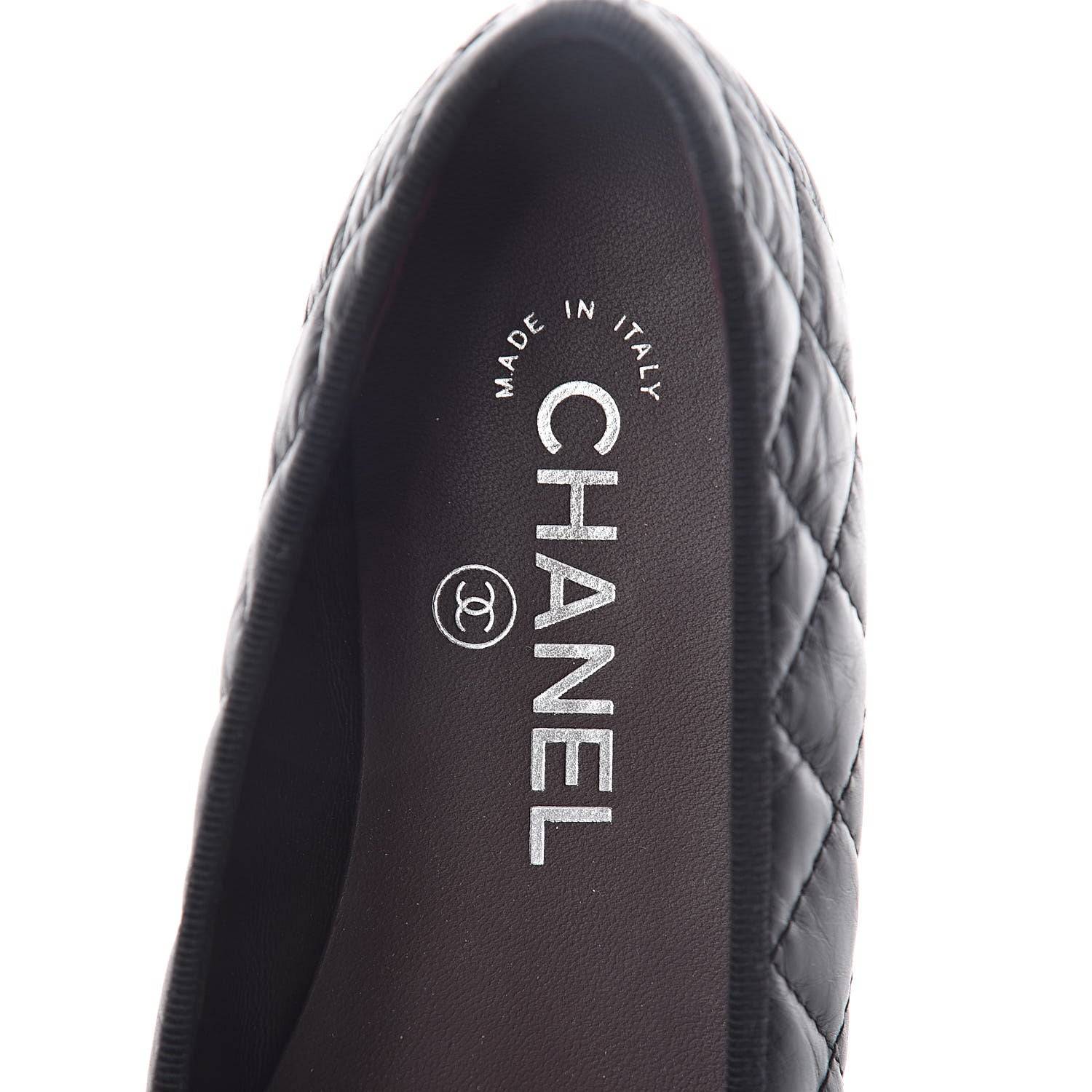 Chanel Aged Calfskin Quilted CC Cap Toe Ballerina Flats 36 Black 5 of 7