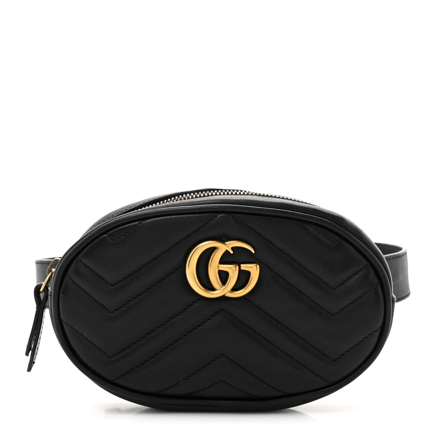 Gucci Calfskin Matelasse GG Marmont Belt Bag 65 Black 1 of 13