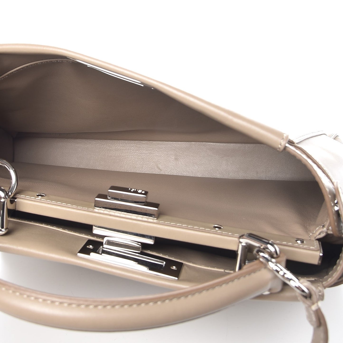 Vitello Morgan Shiny Nappa Medium Peekaboo Iconic Satchel Tortora