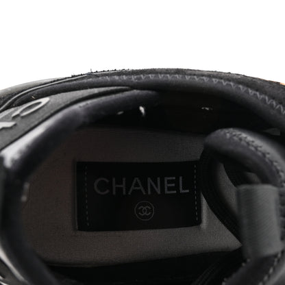 Chanel Suede Calfskin Nylon Grosgrain CC Sneakers 41 Black 8 of 9