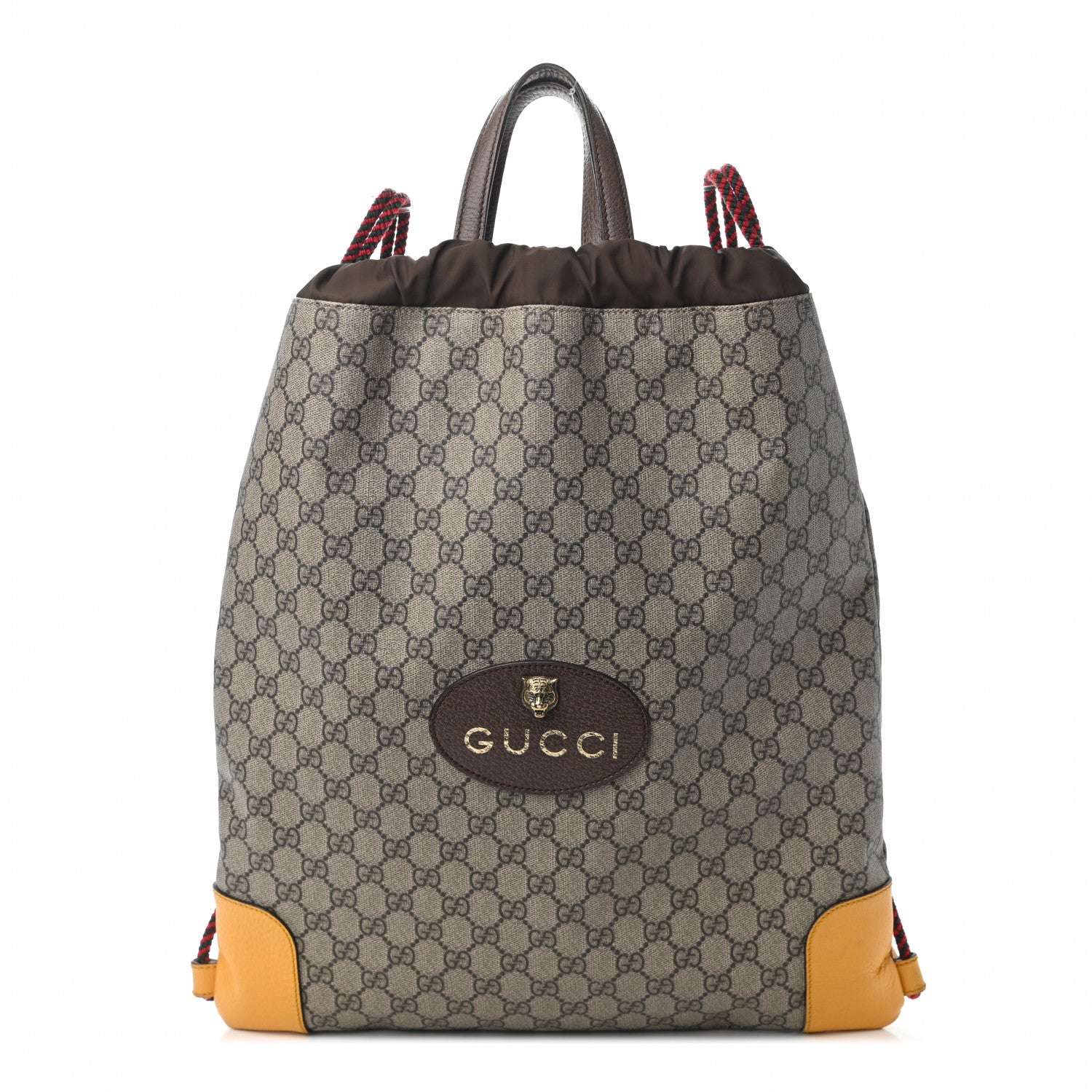 Gucci GG Supreme Monogram Neo Vintage Drawstring Backpack Beige New Acero Crop 1 of 12