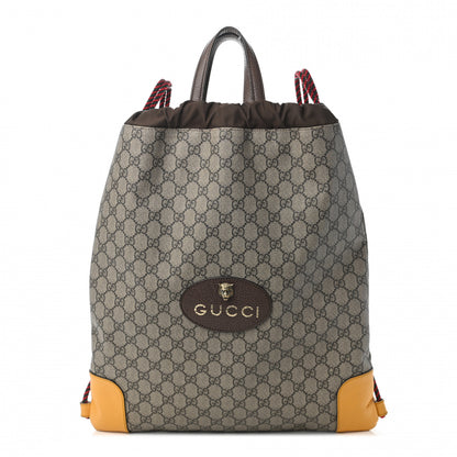 Gucci GG Supreme Monogram Neo Vintage Drawstring Backpack Beige New Acero Crop 1 of 12
