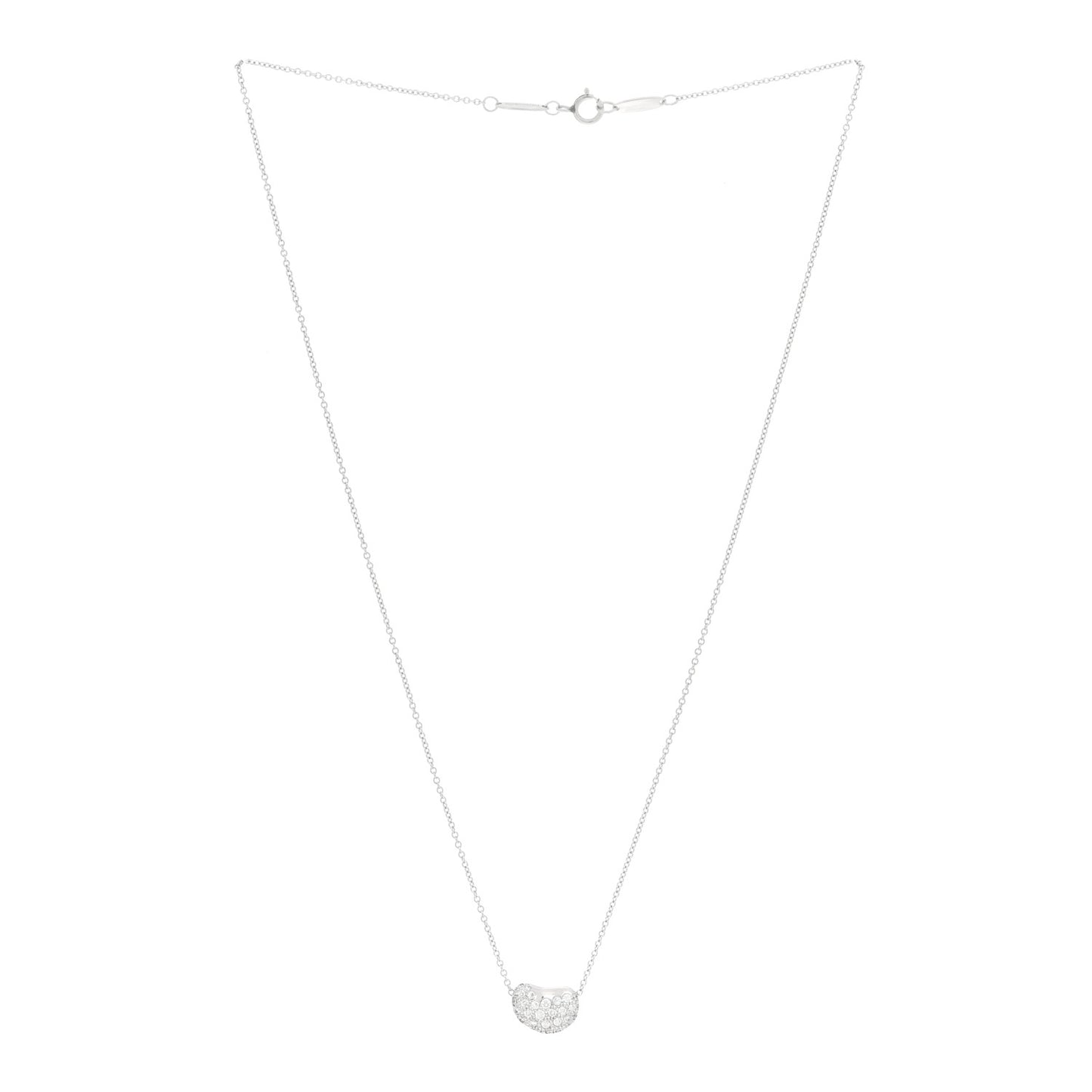 Platinum Diamond 11mm Elsa Peretti Bean Pave Pendant Necklace