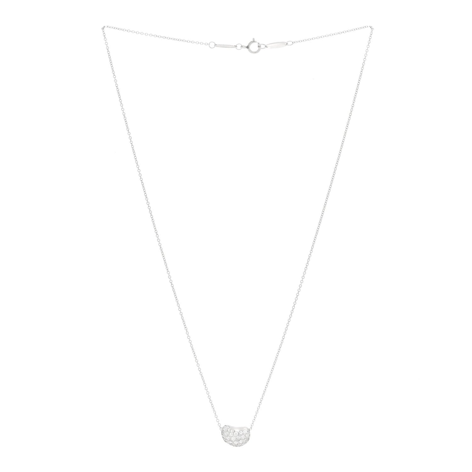 Tiffany Platinum Diamond 11mm Elsa Peretti Bean Pave Pendant Necklace 2 of 6