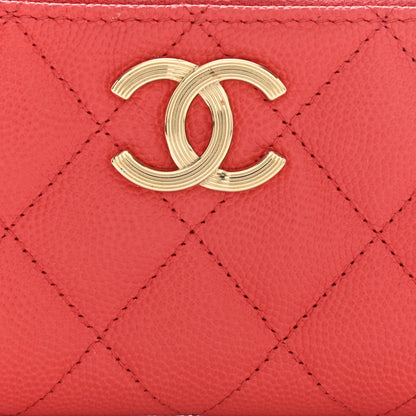 Chanel Caviar Quilted Striated CC Zip Coin Purse Red 8 of 11