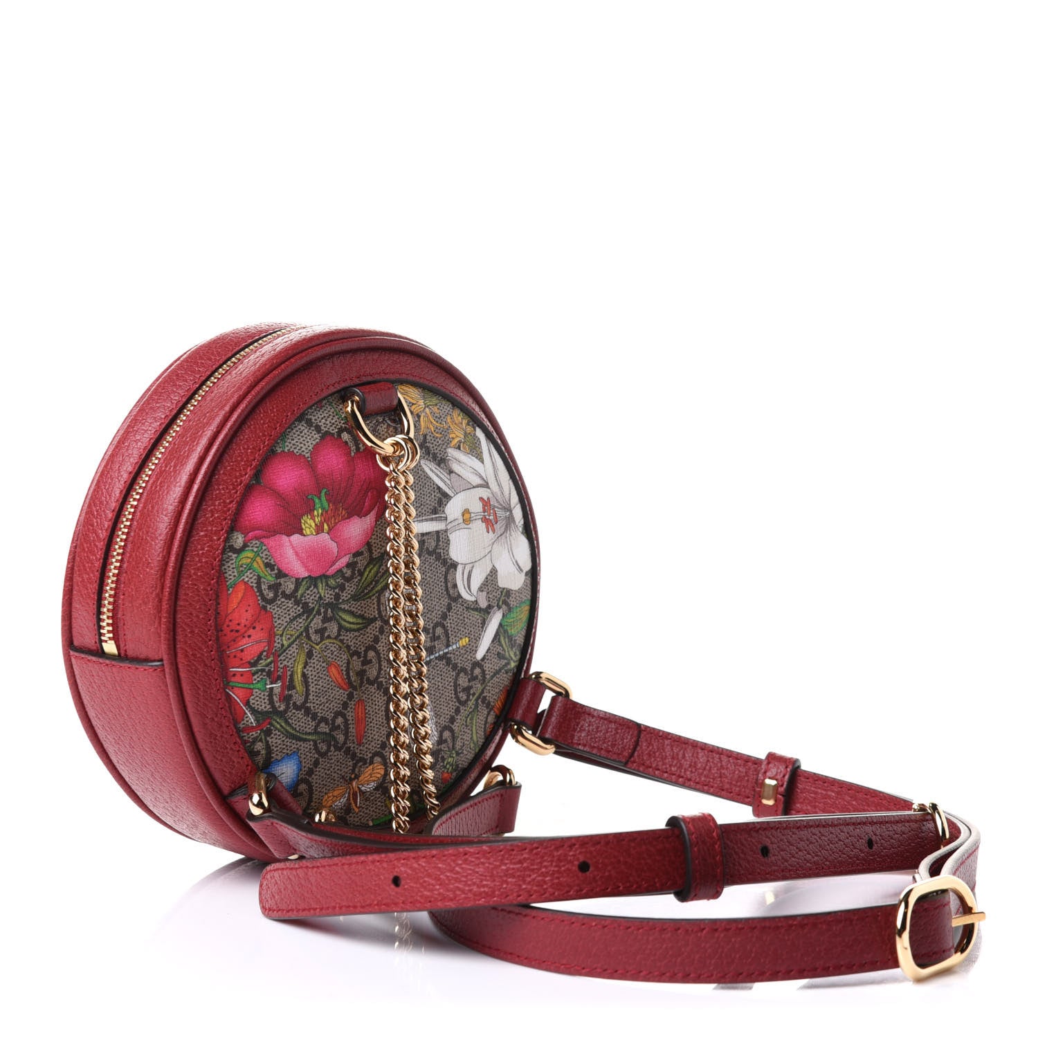 Gucci GG Supreme Monogram Web Flora Mini Ophidia Round Backpack Red 3 of 9