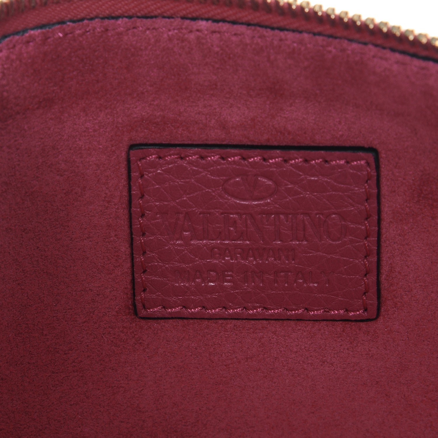 Valentino Garavani Pebbled Calfskin Large Rockstud Zip Pouch Deep Cyclamin 6 of 7