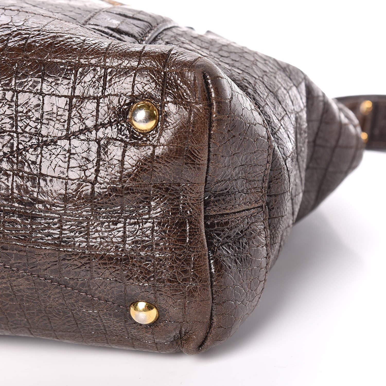 Miu Miu Calfskin Crocodile Embossed St Cocco Shopping Tote Brown 9 of 16