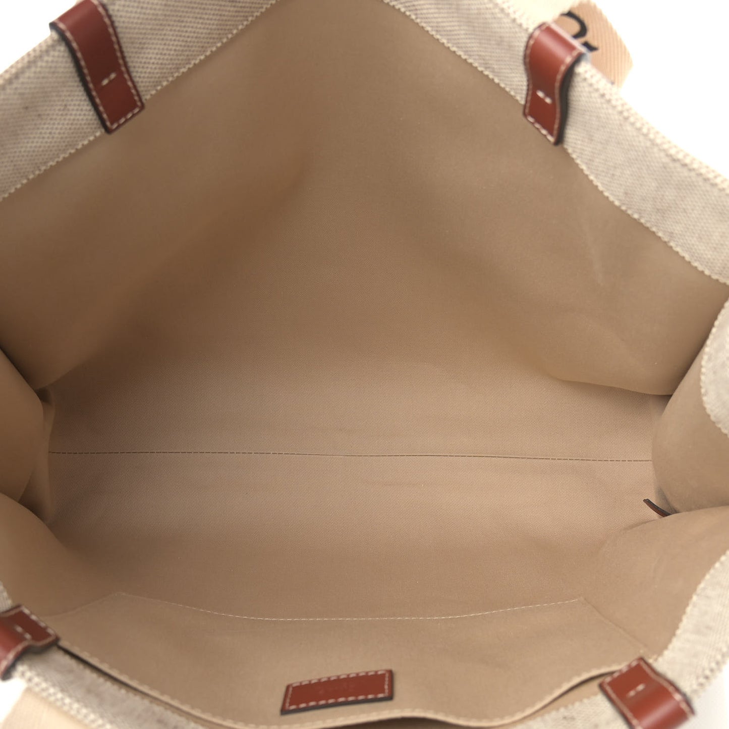 Cotton Calfskin Large Woody Ribbon Tote White Brown