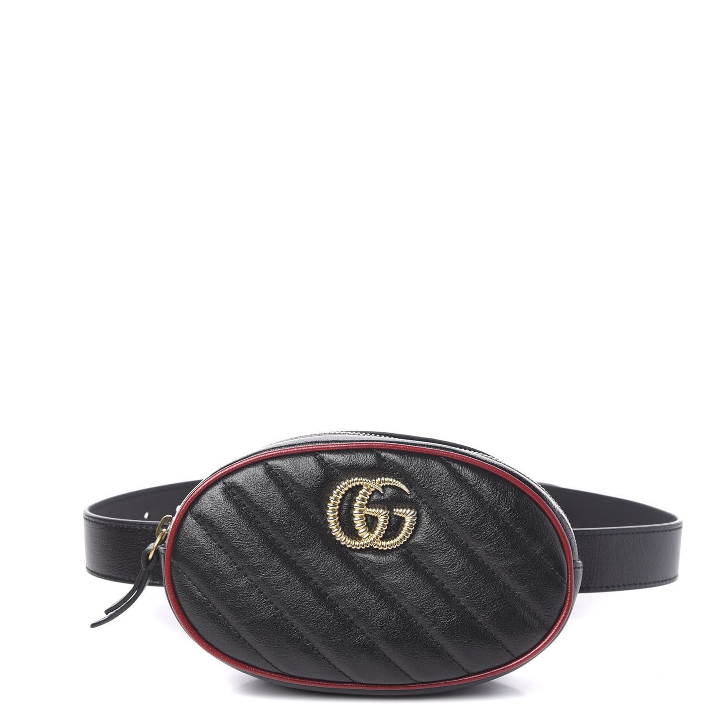 Azalea Calfskin Matelasse Diagonal Torchon GG Marmont Belt Bag 75 30 Black Romantic Cerise