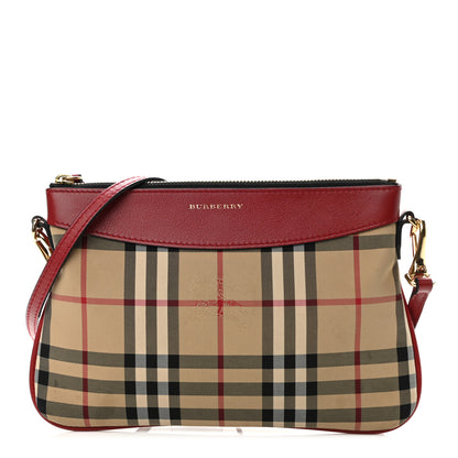 Burberry Horseferry Check Peyton Crossbody Clutch Bag Parade Red 1 of 12