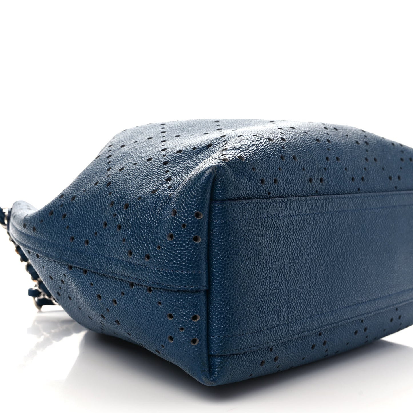 Caviar Perforated Large Drawstring CC Bag Blue