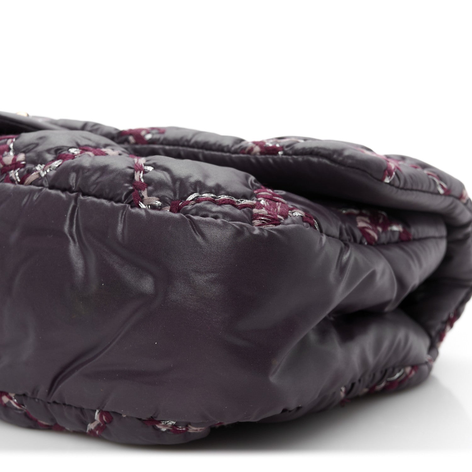 Chanel Nylon Quilted Tweed on Stitch Medium Bubble Flap Purple 11 of 11