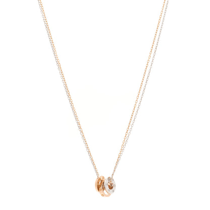 Cartier 18K White Pink Gold Diamond Three Ring LOVE Pendant Necklace 1 of 5