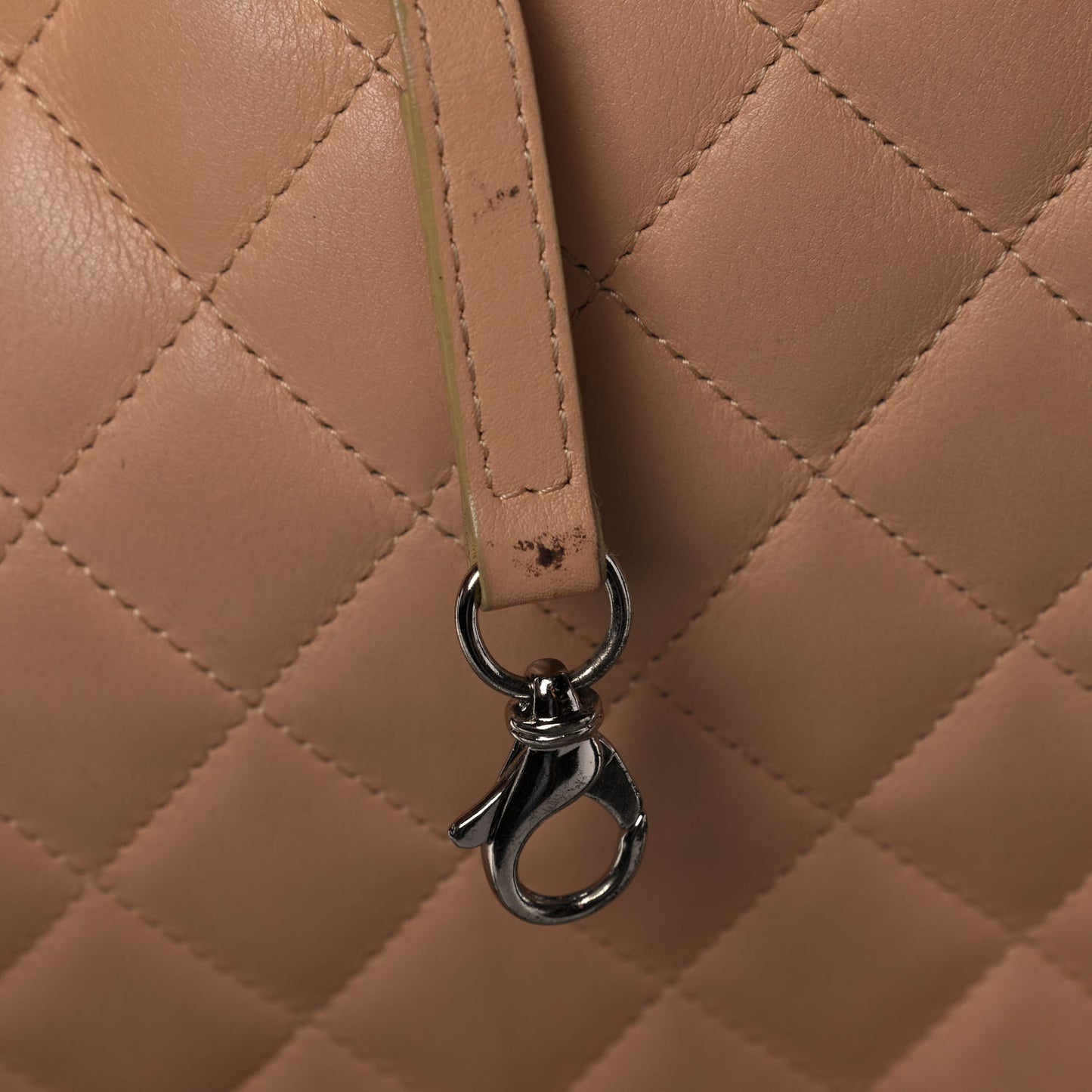 Calfskin Quilted Large Cambon Tote Beige Black