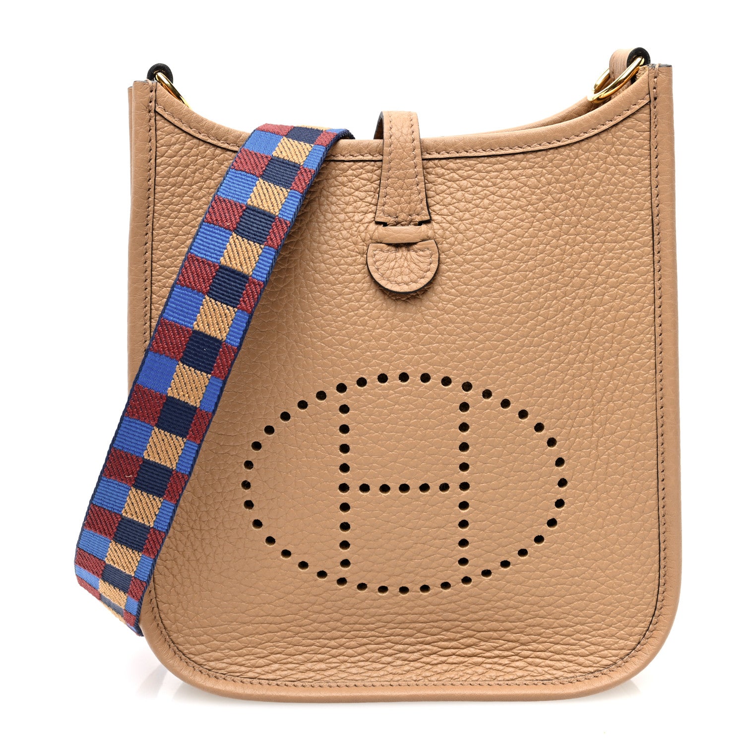 Hermes Taurillon Clemence Maxi Quadrille Evelyne TPM Chai Bleu Rouge H Bleu Saphir 1 of 10