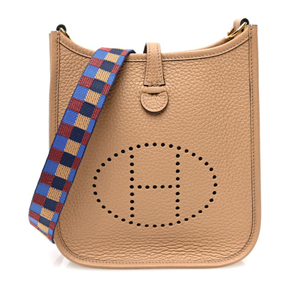 Hermes Taurillon Clemence Maxi Quadrille Evelyne TPM Chai Bleu Rouge H Bleu Saphir 1 of 10