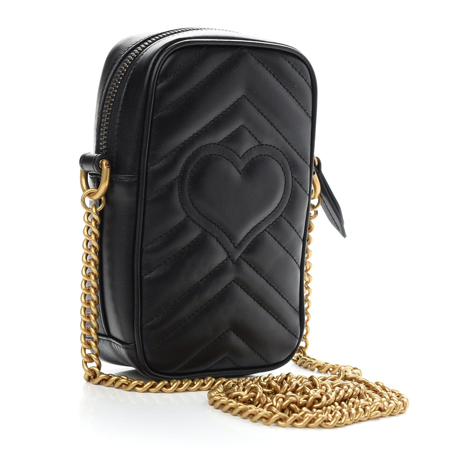 Calfskin Matelasse Mini GG Marmont Crossbody Bag Black