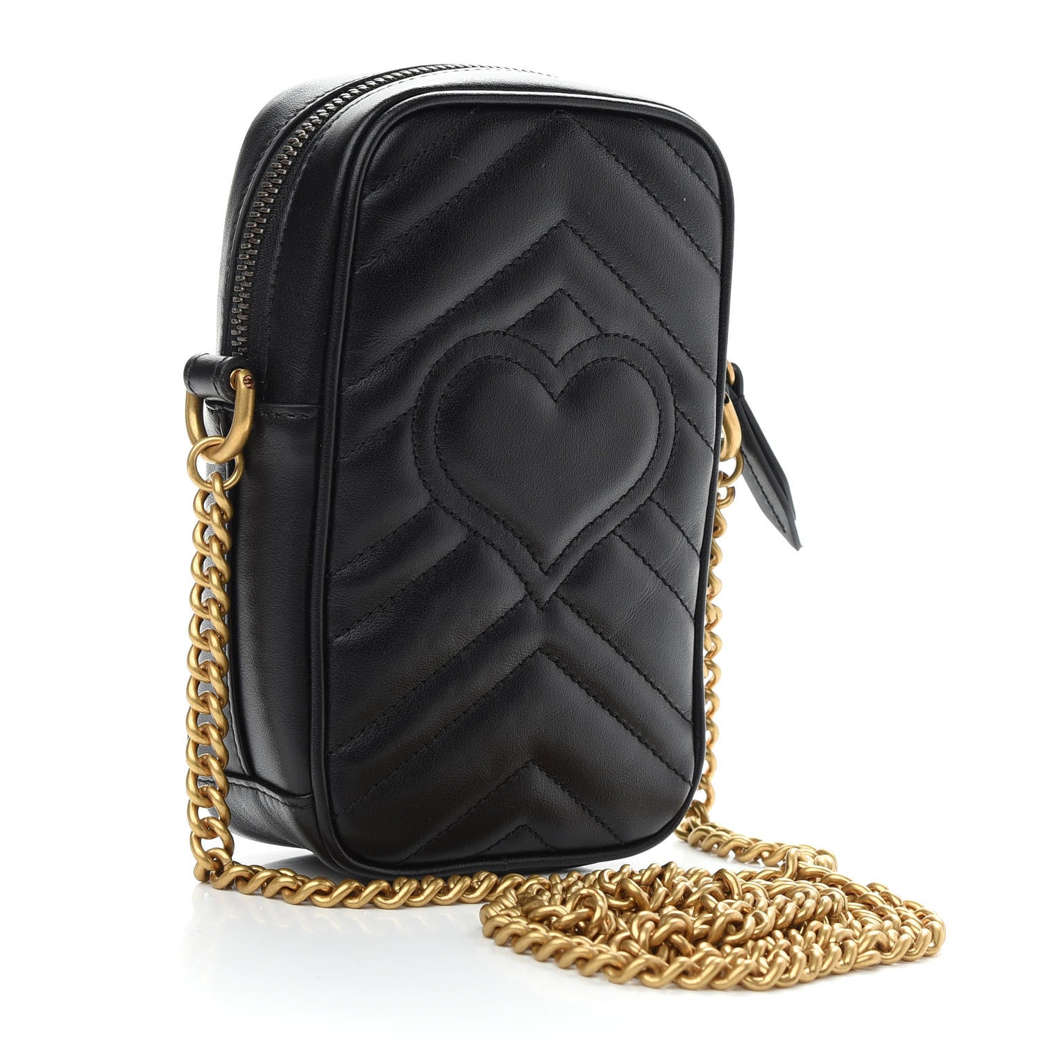 Gucci Calfskin Matelasse Mini GG Marmont Crossbody Bag Black 3 of 8