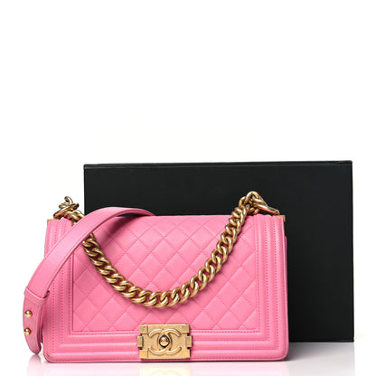 Chanel Calfskin Quilted Medium Boy Flap Pink 17 of 17