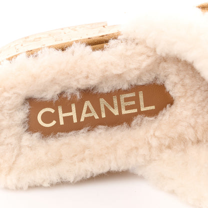 Chanel Suede Calfskin Shearling Turn Lock Clogs 39 Brown 7 of 9