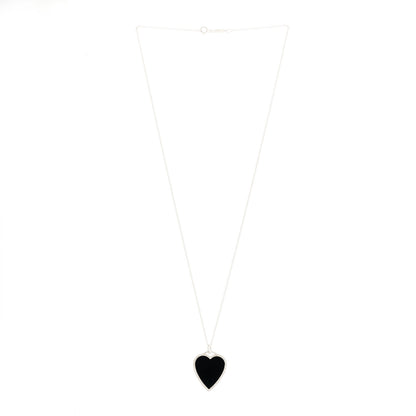 Jennifer Meyer 18K White Gold Diamond Black Onyx Heart Pendant Necklace 2 of 8