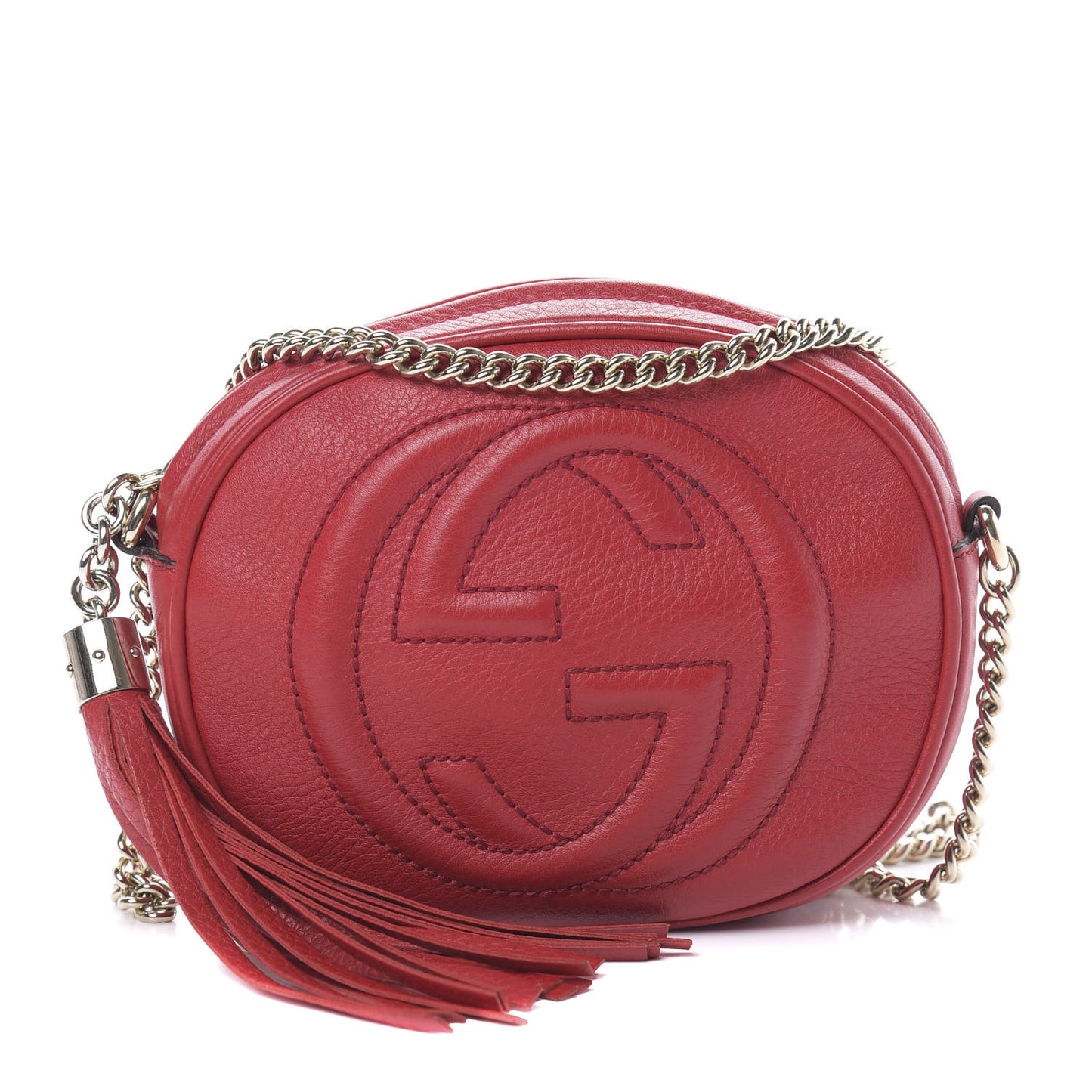 Pebbled Calfskin Mini Soho Chain Bag Tabasco Red