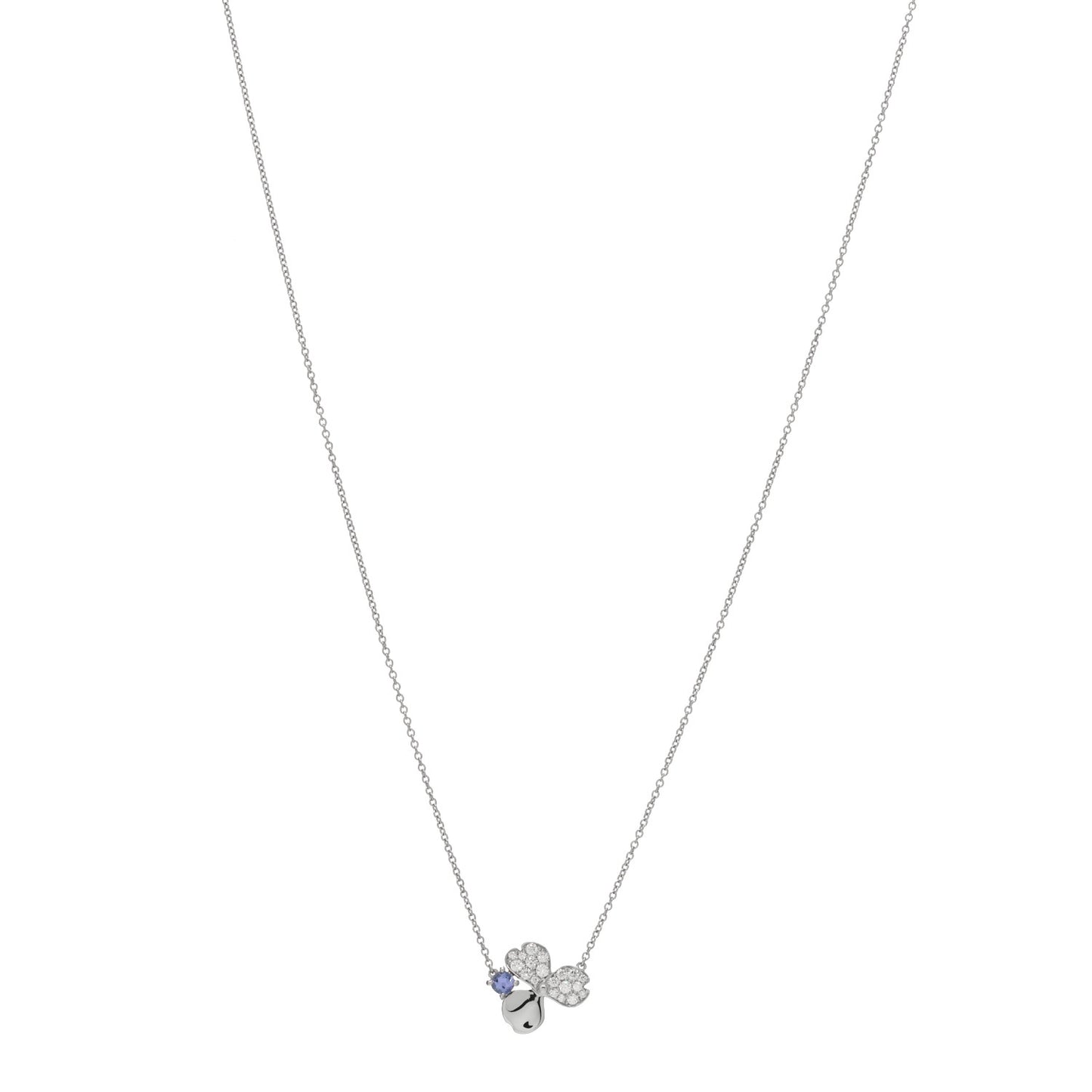 Platinum Diamond Tanzanite Paper Flowers Pendant Necklace