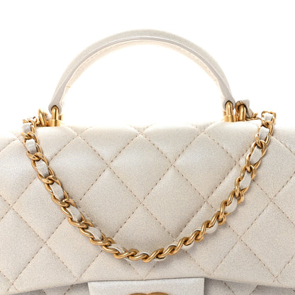 Chanel Iridescent Lambskin Quilted Mini Top Handle Rectangular Flap White 8 of 10