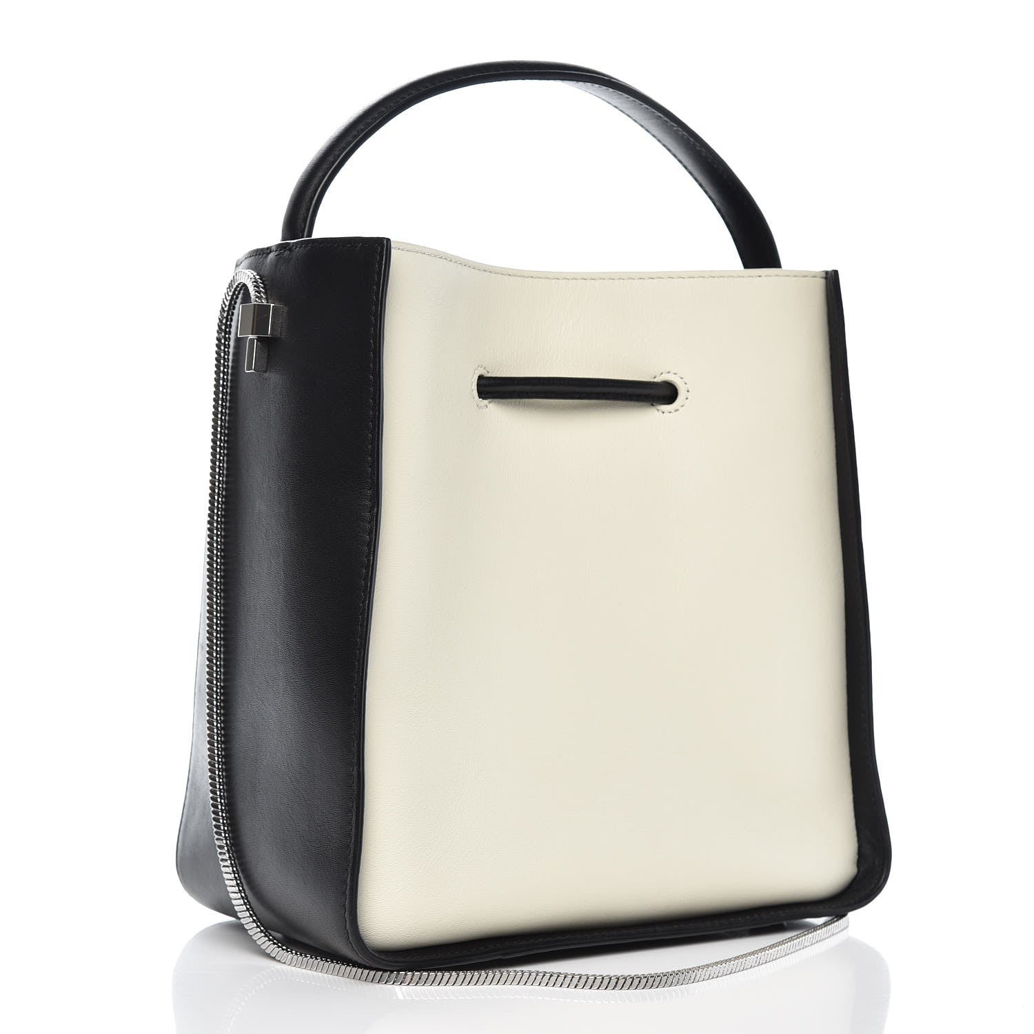 3.1 Phillip Lim 3.1 Smooth Calfskin Bi-Color Small Soleil Bucket Bag Off White Black 3 of 10