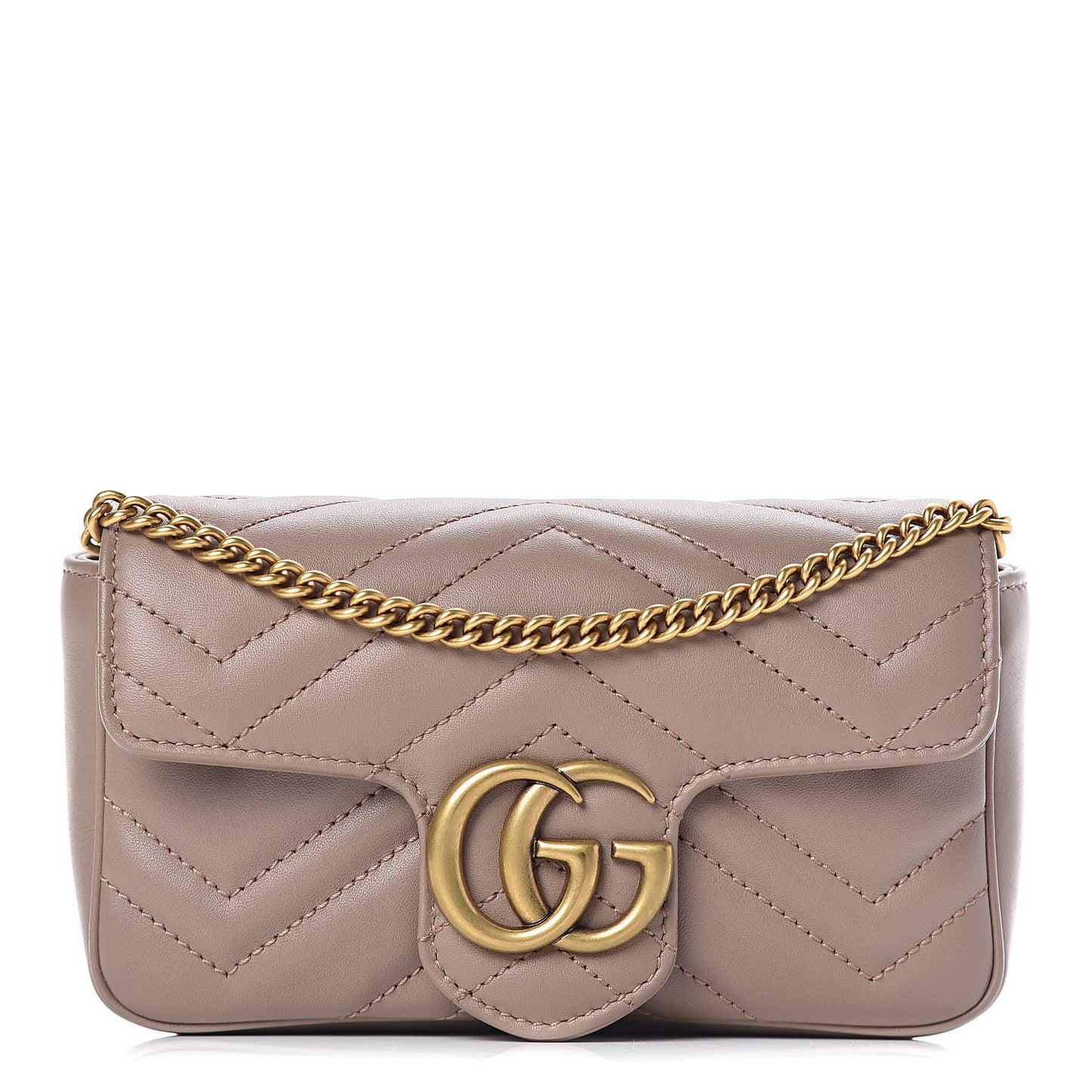 Calfskin Matelasse Super Mini GG Marmont Shoulder Bag Porcelain Rose