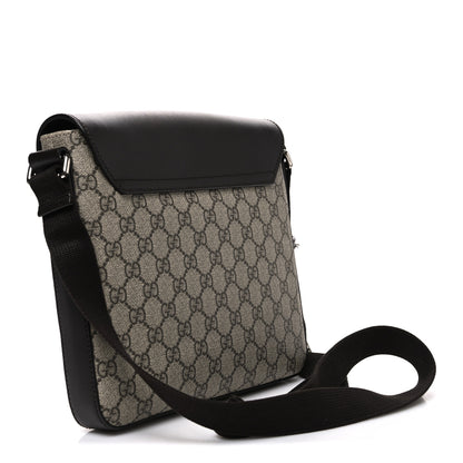 Gucci GG Supreme Monogram Selleria Calfskin Small Satchel Messenger Bag Beige Ebony Cocoa Dark Chocolate 3 of 11