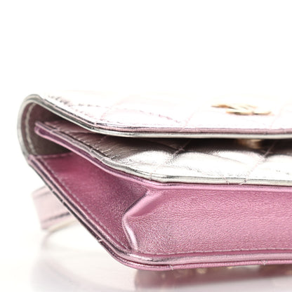 Chanel Gradient Metallic Lambskin Quilted Flap Chain Belt Bag Gold Pink 10 of 13
