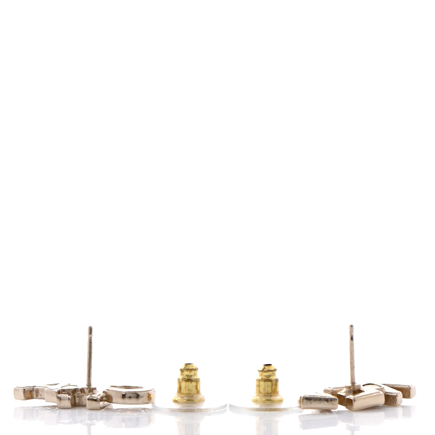 Chanel Crystal Pearl Signature Stud Earrings Gold 3 of 4