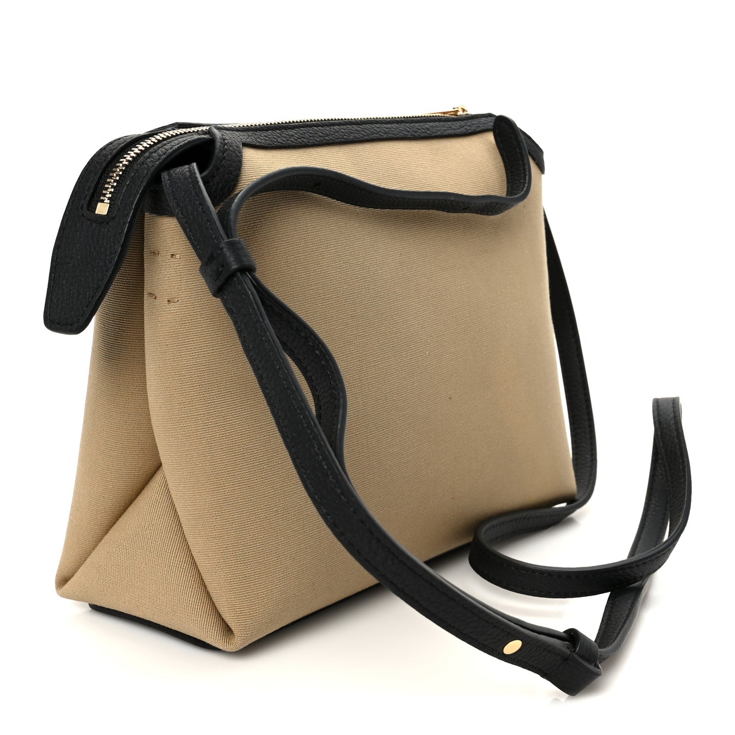 Canvas Calfskin Medium Lina Crossbody Bag Black Honey