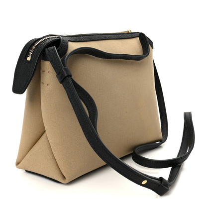 Khaite Canvas Calfskin Medium Lina Crossbody Bag Black Honey 3 of 9