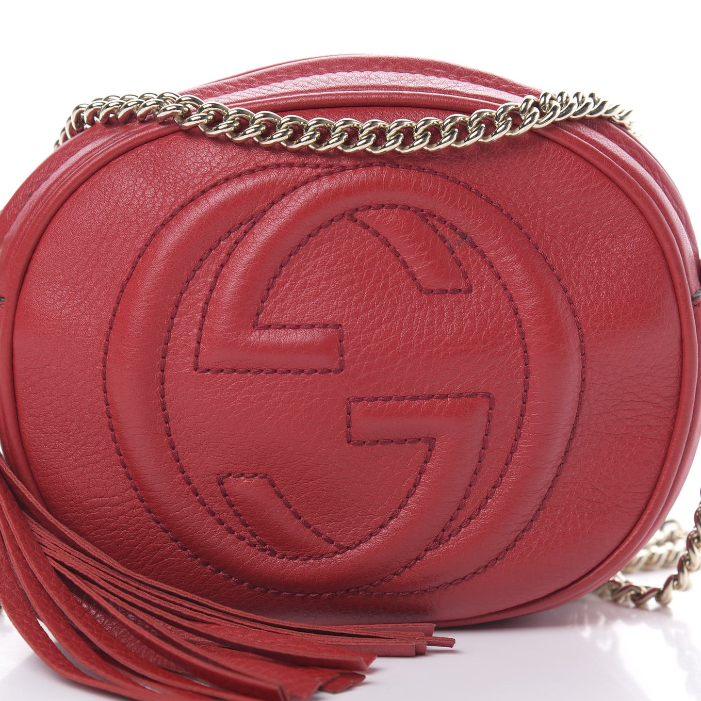 Pebbled Calfskin Mini Soho Chain Bag Tabasco Red