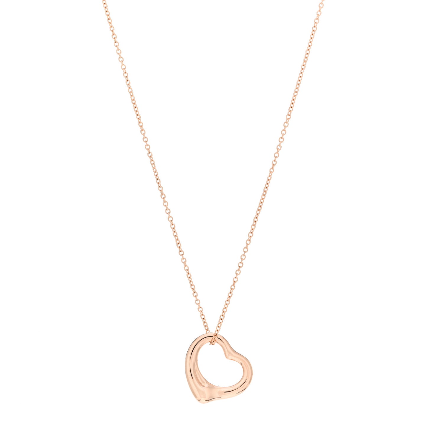 18K Rose Gold 16mm Elsa Peretti Open Heart Pendant Necklace