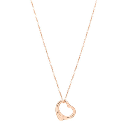 Tiffany 18K Rose Gold 16mm Elsa Peretti Open Heart Pendant Necklace 1 of 4