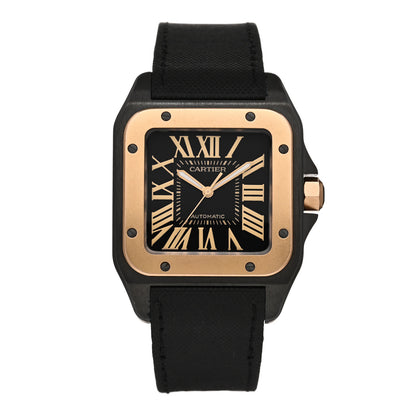 Cartier DLC Stainless Steel 18K Pink Gold Fabric 38mm Santos Automatic Watch Black 1 of 4